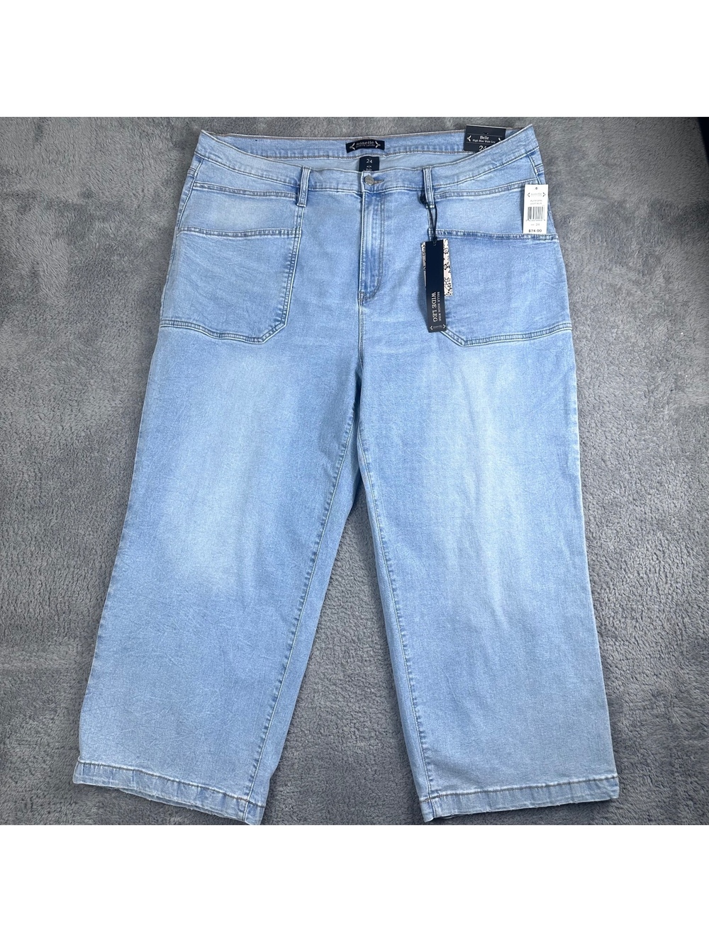 Nanette Lepore Belle Light Blue Cropped Wide-Leg Jeans Size 24